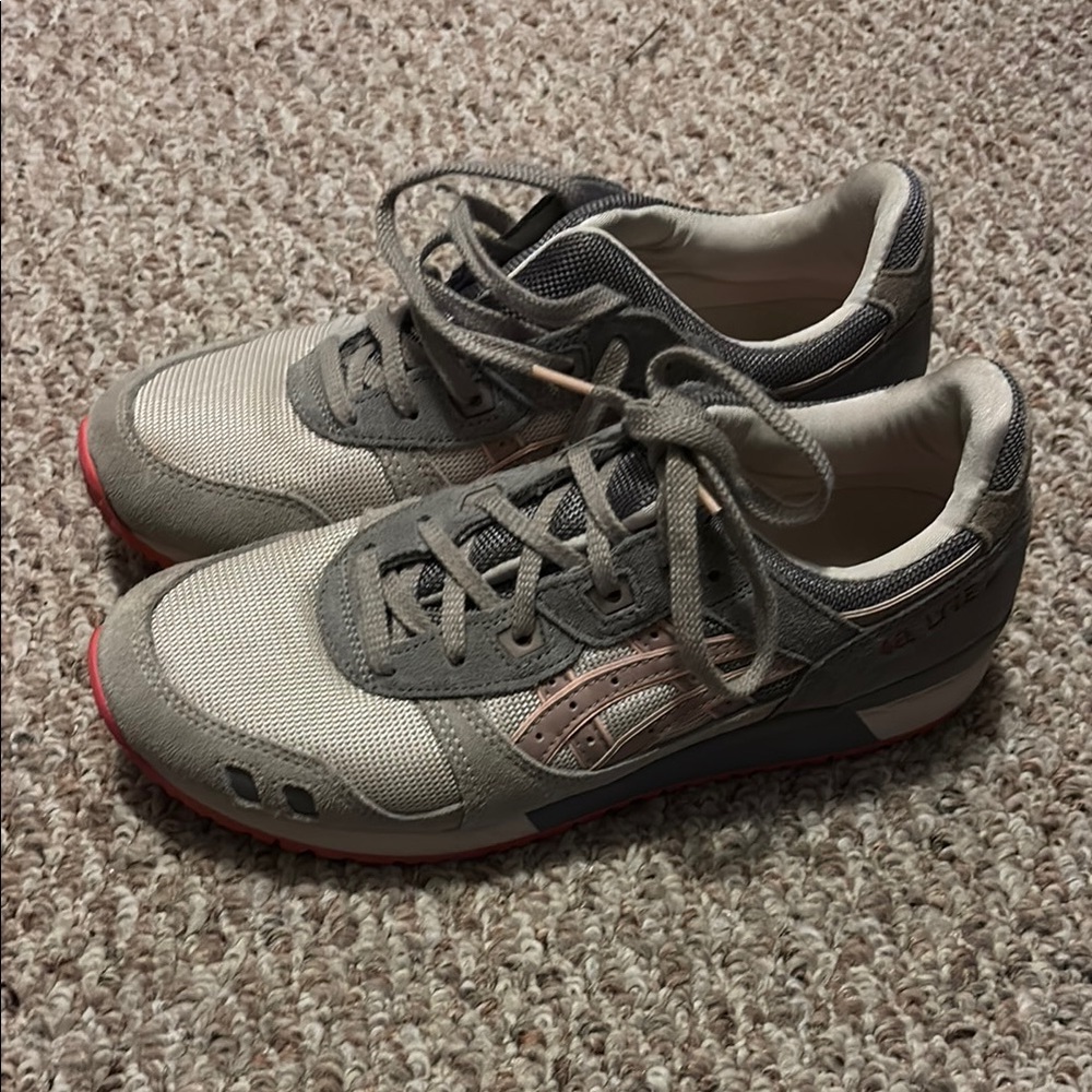 Asics Gray and Pink Athletic Shoes